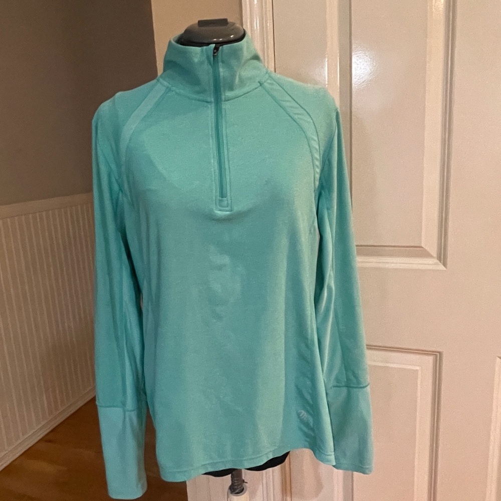 MPG Sport Back Pleat Long Sleeve 1/4 Zip Athlesiure Jacket Top Gorgeous Blue XL